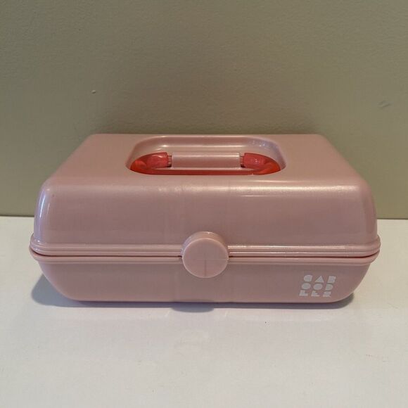 CABOODLES Light Pink MakeUp‎ Organizer Movable Trays Retro Mirror Case - Picture 1 of 8